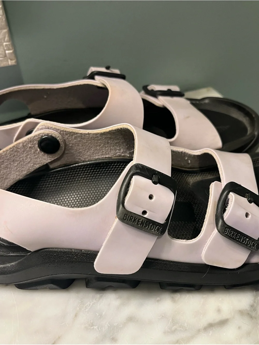 Birkenstock Kids Two-Buckle Sandals in Light Pink and Black